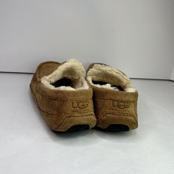 Ugg Ascot Slipper Brown Suede White Fur Slip Ons Mocassin Cozy Slippers - Picture 8 of 9